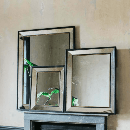 Image showing the Phillipe Antiqued Mirror, H110 x W85cm, Black / Gold product.
