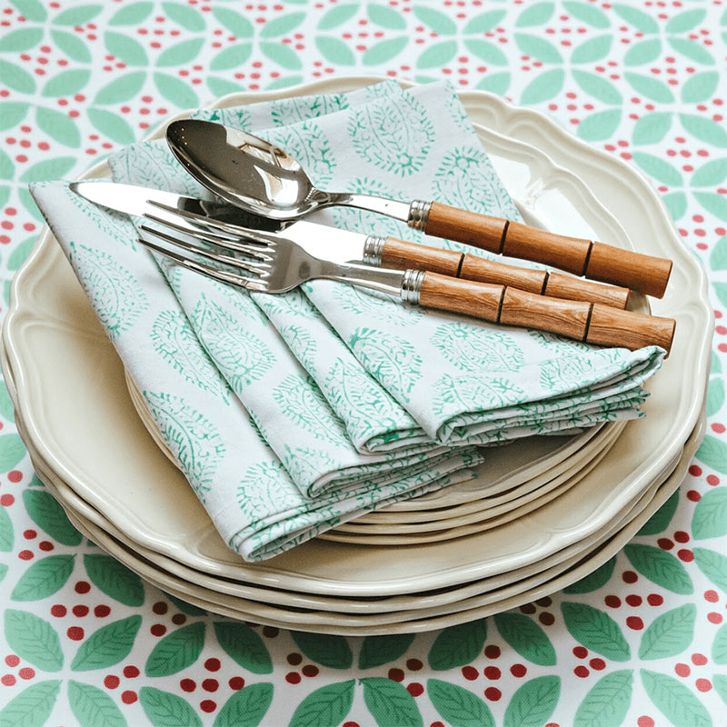 Leaf Set of 4 Napkins, 45 x 45cm, Green