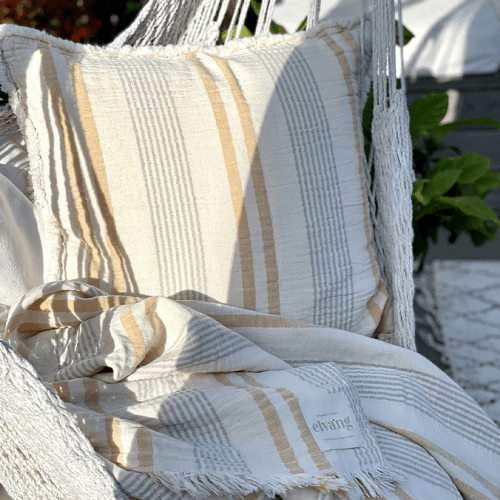 Image showing the Iris Throw, H215cm x W130cm, Yellow/Green product.
