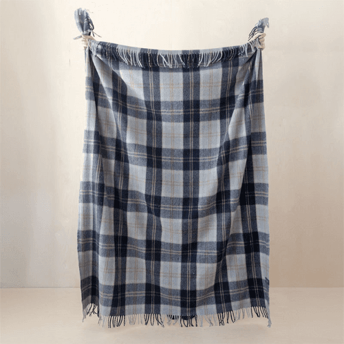Image showing the Check Recycled Wool Blanket, 145 x 190cm, Bannockbane Silver Tartan product.