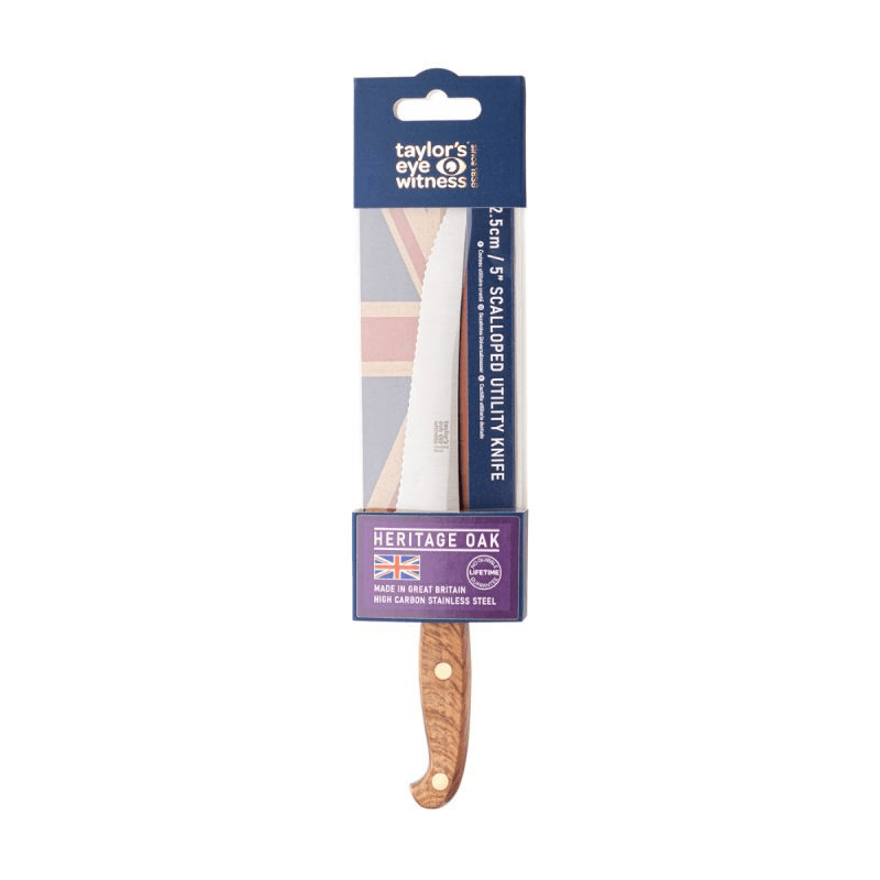 Heritage Oak Scalloped Utility Knife, 13cm
