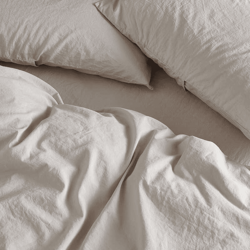 Relaxed Cotton Double Duvet Cover, Clay