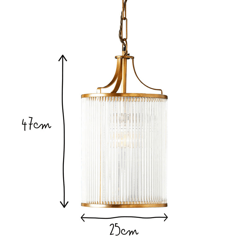 Valli Pendant, H47cm x W24cm, Antique Brass
