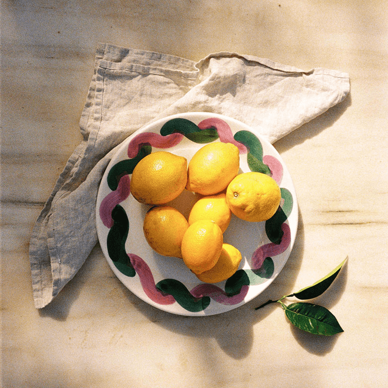 Onda Serving Plate, D31cm, Palm Green & Lilac