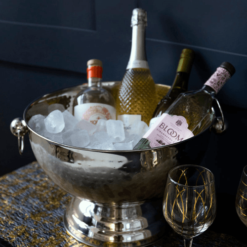 Image showing the Champagne Bowl, 37 x 25cm, Hammered Stainless Steel product.