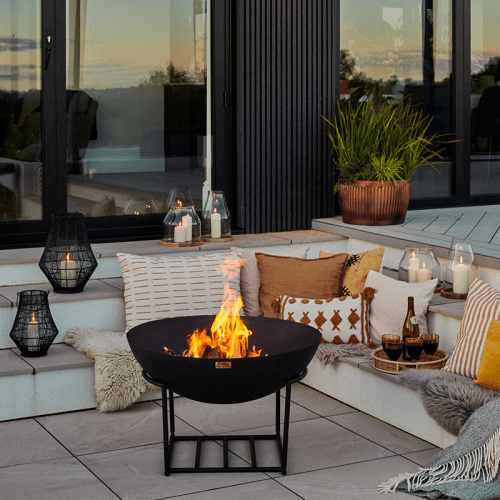 Image showing the Outdoor cast iron firebowl on stand, W57cm, Black product.