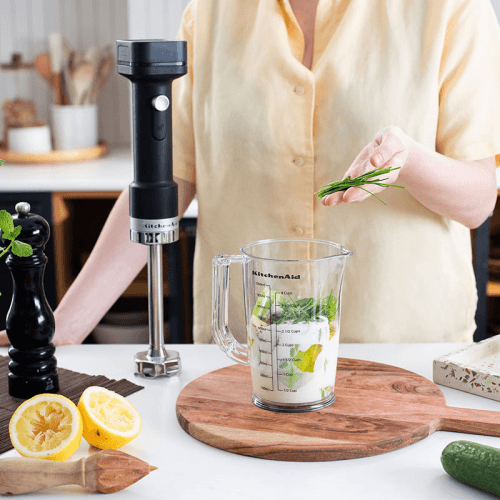 Image showing the Cordless Hand Blender Plus Accessories Battery Included, Matt Black product.