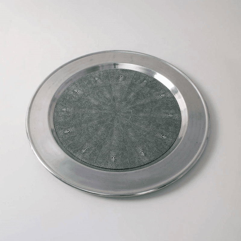 Duchess Serving Tray, D53cm, Green Shagreen