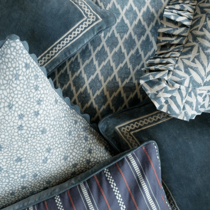 Shisho Velvet Cushion, 55 x 55cm, Indigo Blue