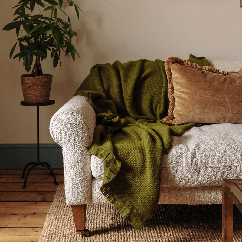 Alpaca Basketweave Throw, 130 x 180cm, Fern