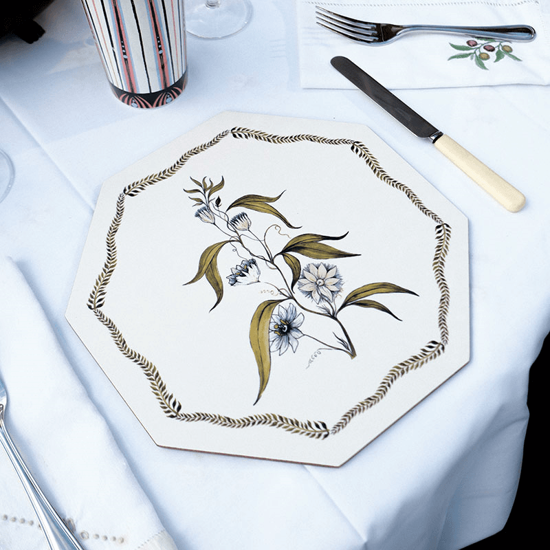Bell Hutley Table Mat, 28cm x 28cm, Clematis Flower