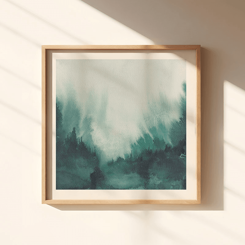 Beneath Square Signed Print, 30 x 30cm, Teal