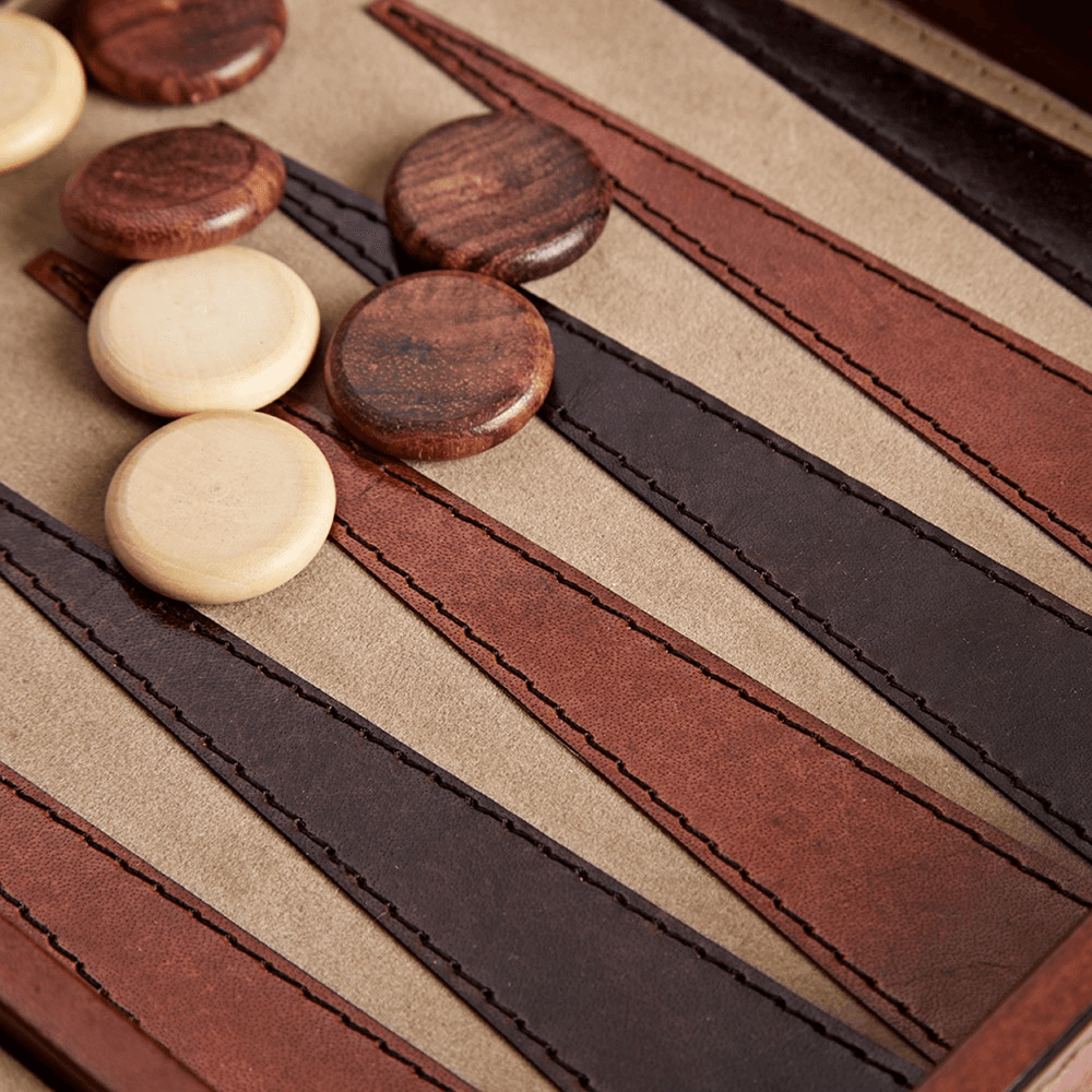 Backgammon set, W23 x D39cm, Tan Leather