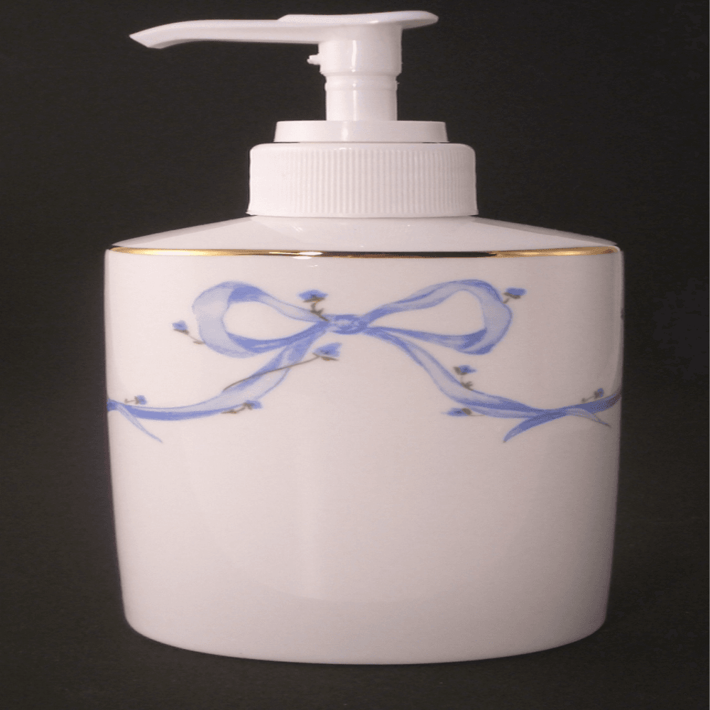 Blue Bows Lotion/Soap Dispenser, Bone China