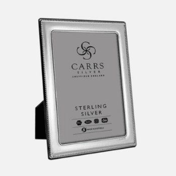 Photo Frame, Bead, Sterling Silver with Grey Velvet Back, 8 x 6"