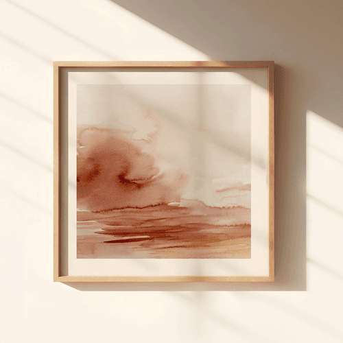 Image showing the Warm Skies 2 Square Signed Print, 30 x 30cm, Coral product.