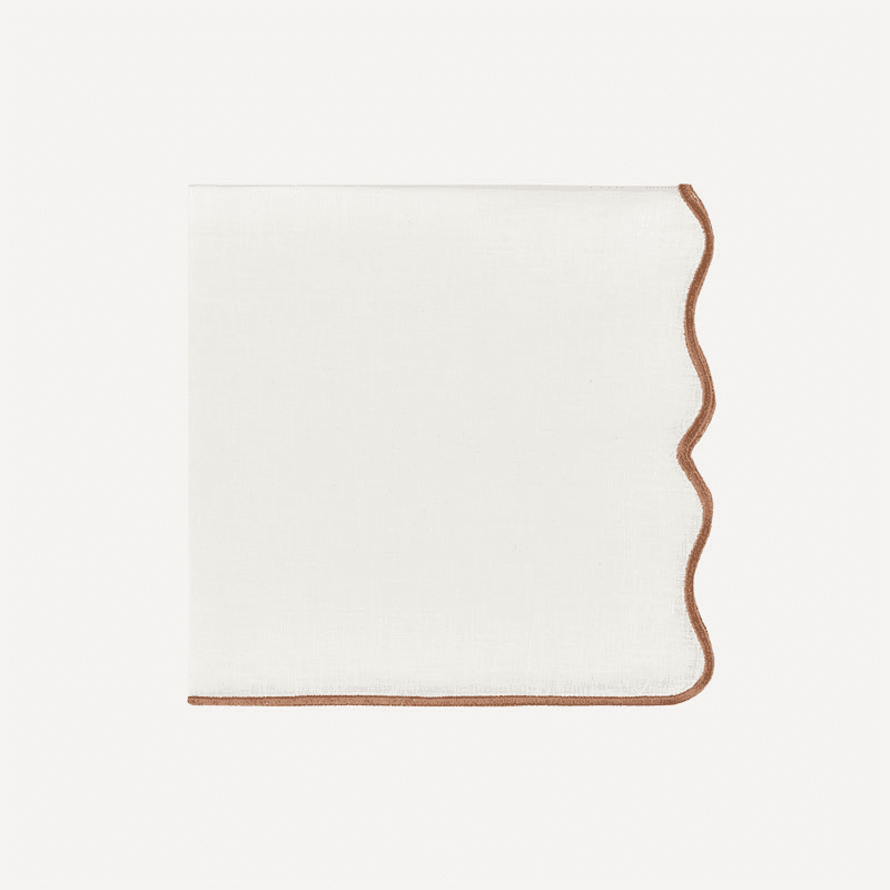 Scalloped Linen Dinner Napkin, Dusty Rosewood, 50cm, Dusty Rosewood