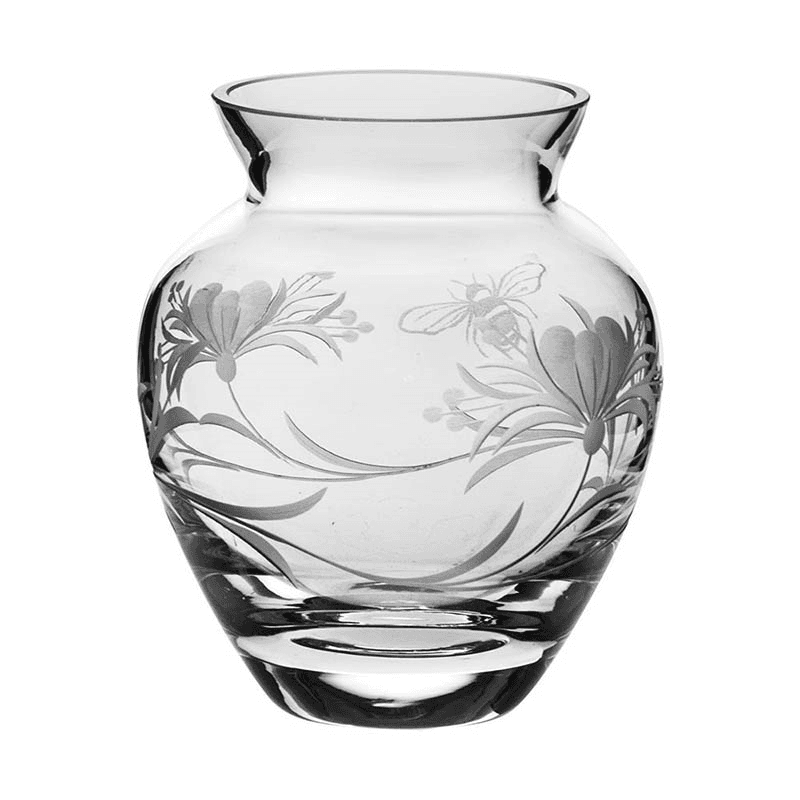 Bee & Honeysuckle Small Posy Vase, H12cm, Clear