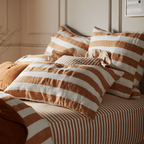 Image showing the Cora Stripe Pillowcase, Standard, Amber product.