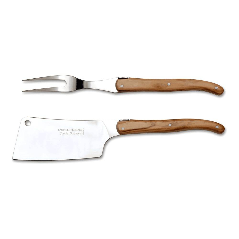 Laguiole 2 Piece Cheese Set in Box, 28 x 10 x 4cm, Olive Wood