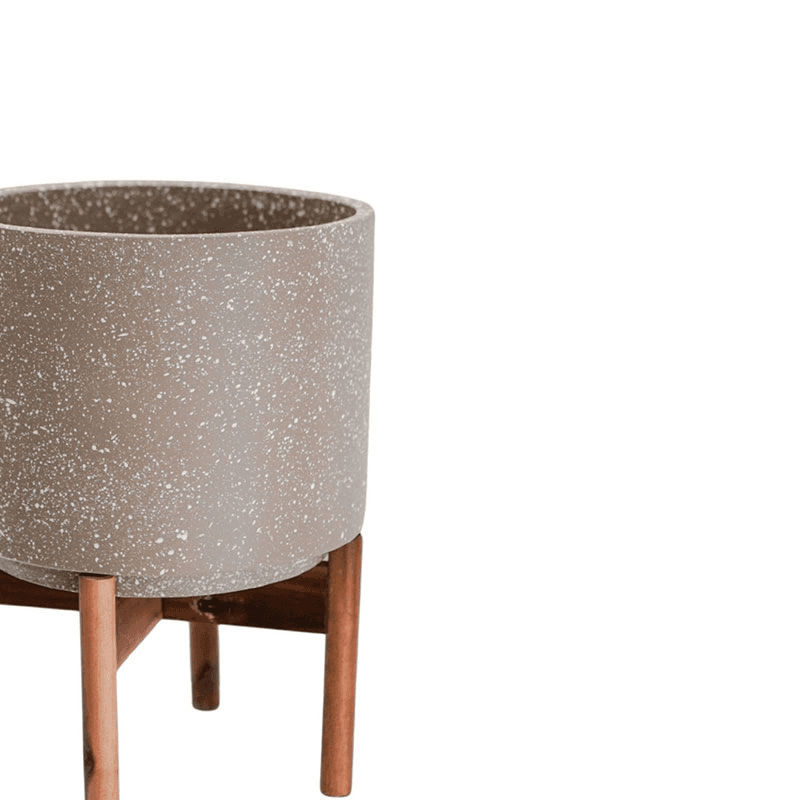 Valetta Speckled Planter with Stand, H37cm, Caramel