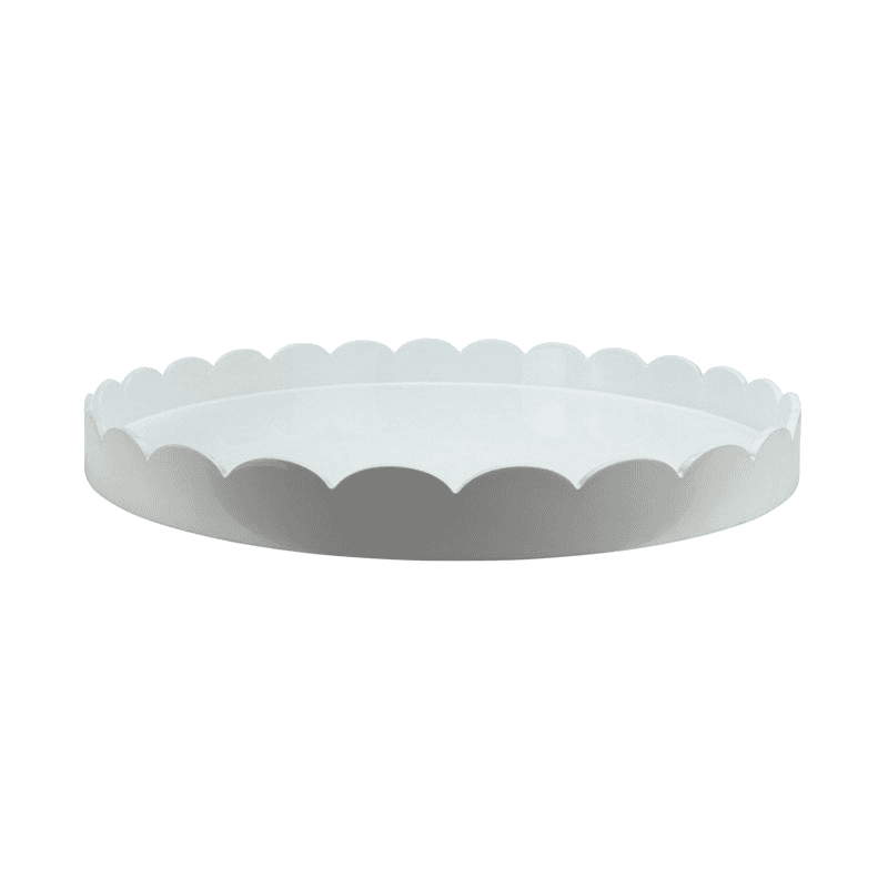 Lacquered Scallop Round Tray D50cm, White