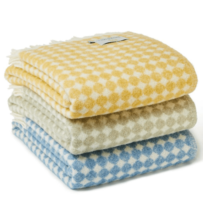Jacquard Spot Pure New Wool Throw, 130 x 200cm, Blue Jay