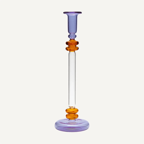 Image showing the Bugle Candlestick, H30cm, Purple & Amber product.