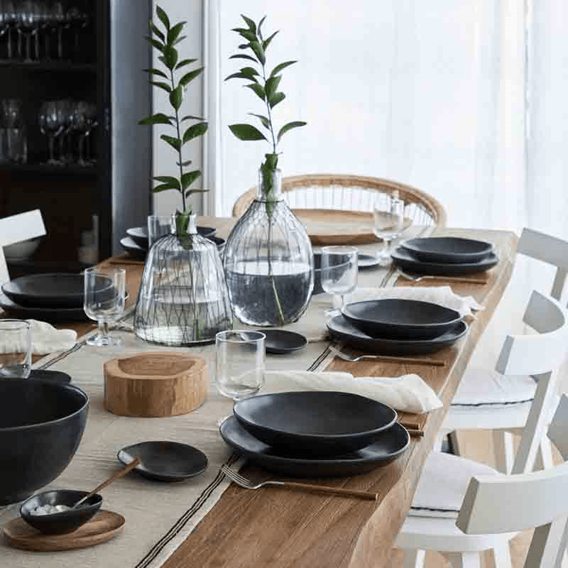 Livia Set of 6 Dinner Plates, D28cm, Matte Black