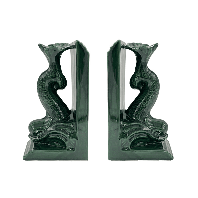 Dolphin Set of 2 Bookends, H25 x W12cm, Emerald Green