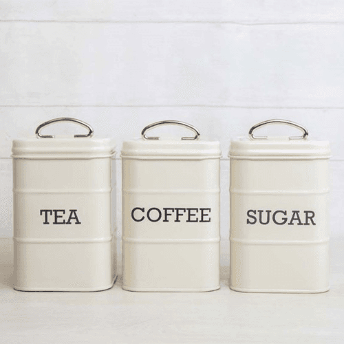 Image showing the Living Nostalgia 3 Piece Storage Tin Set, Antique Cream product.