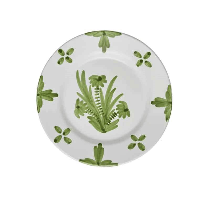 Summer Flower Ceramic Large Plate, 27cm, Green