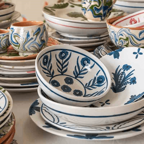 Image showing the Summer Flower Pudding bowl, 17cm, Blue product.