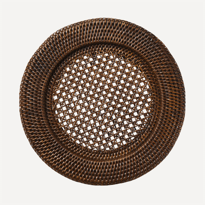 Rattan Charger Plate, D32cm, Brown