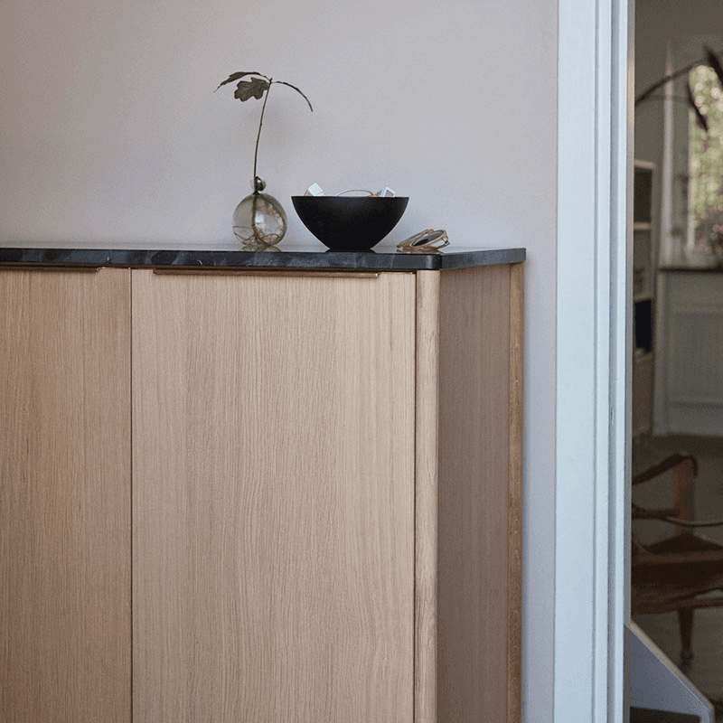 Jut Indoor High Cabinet, Marble / Black