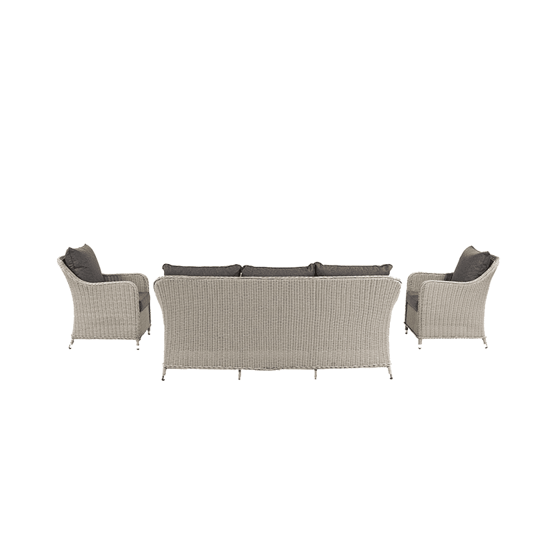 Antigua Lounge Set with Ceramic Top and Fire Pit, Stone Grey