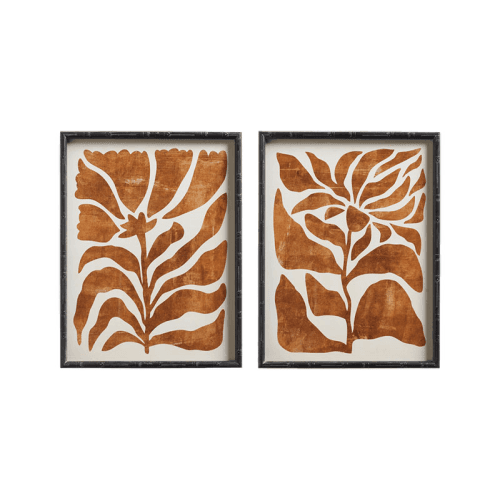 Image showing the Crisanta Pair of Framed Prints, H65cm x W50cm x D3cm, Mustard product.