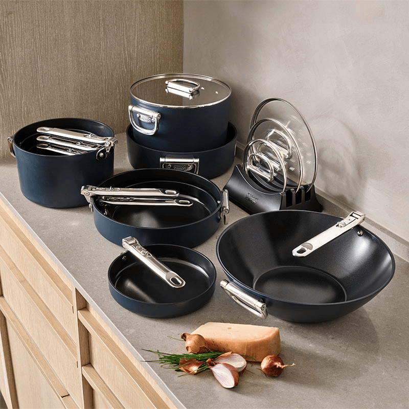 Space Folding Saucepan & Lid, 23cm, Midnight Blue