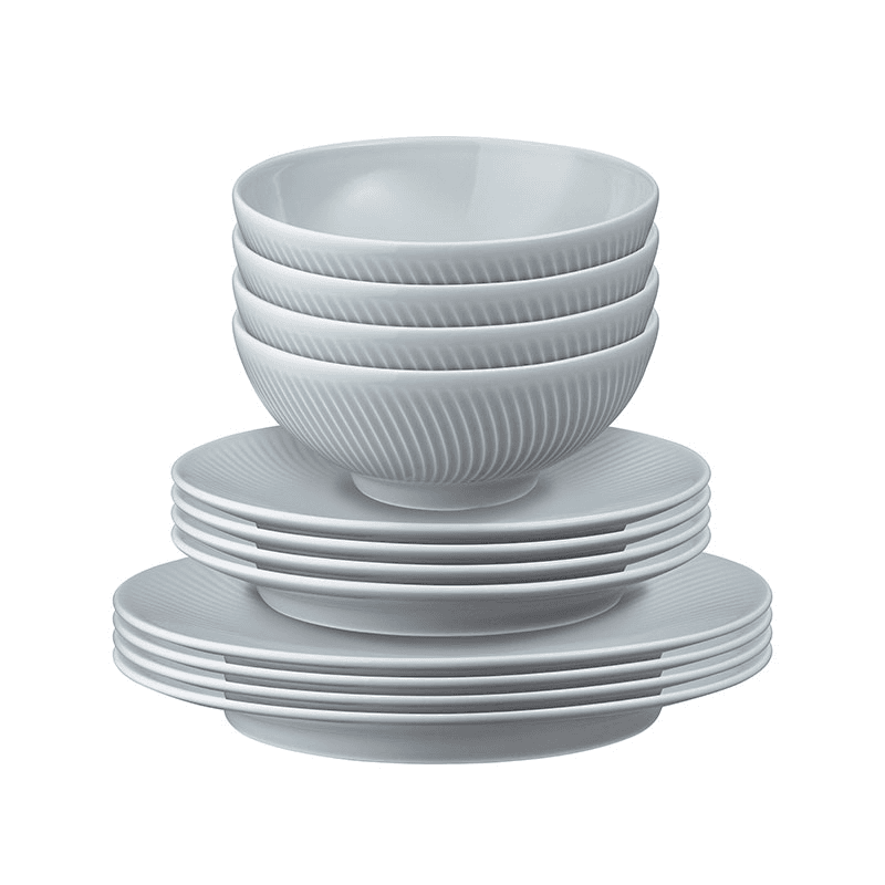 Arc 12 Piece Tableware Set, Grey