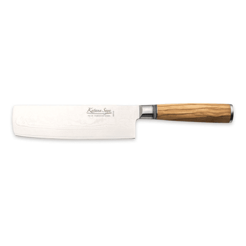 Image showing the Katana Saya Olive Wood Nakiri Knife, 18cm Damascus Blade product.