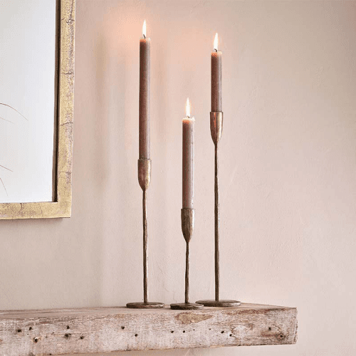 Image showing the Mbata Candlestick H40cm, Antique Brass product.