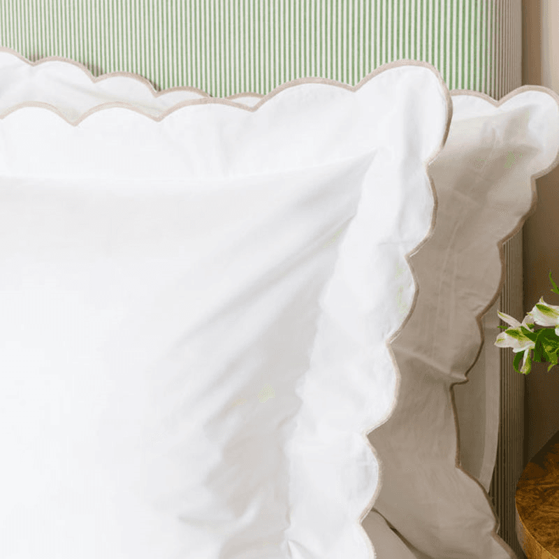 Annabelle Scalloped Pair of Standard Pillowcases, Dusky Pink
