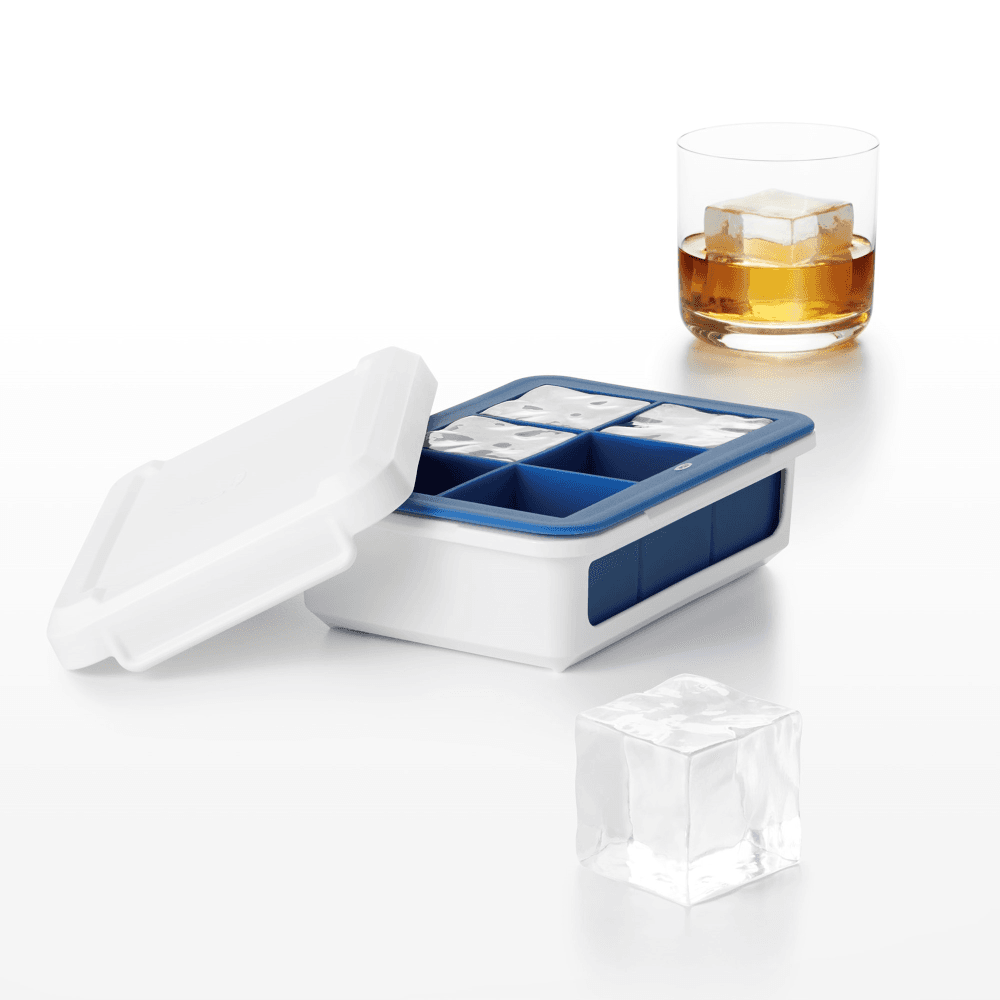 Covered silicone ice cube tray - large cubes