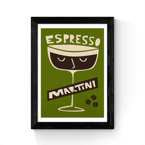 Image showing the Fox and Velvet Espresso Martini Art Print, H44 x W35.5cm, Green product.