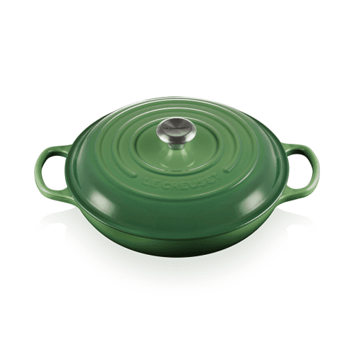 Image showing the Signature Cast Iron Shallow Casserole, 30cm, Bamboo product.