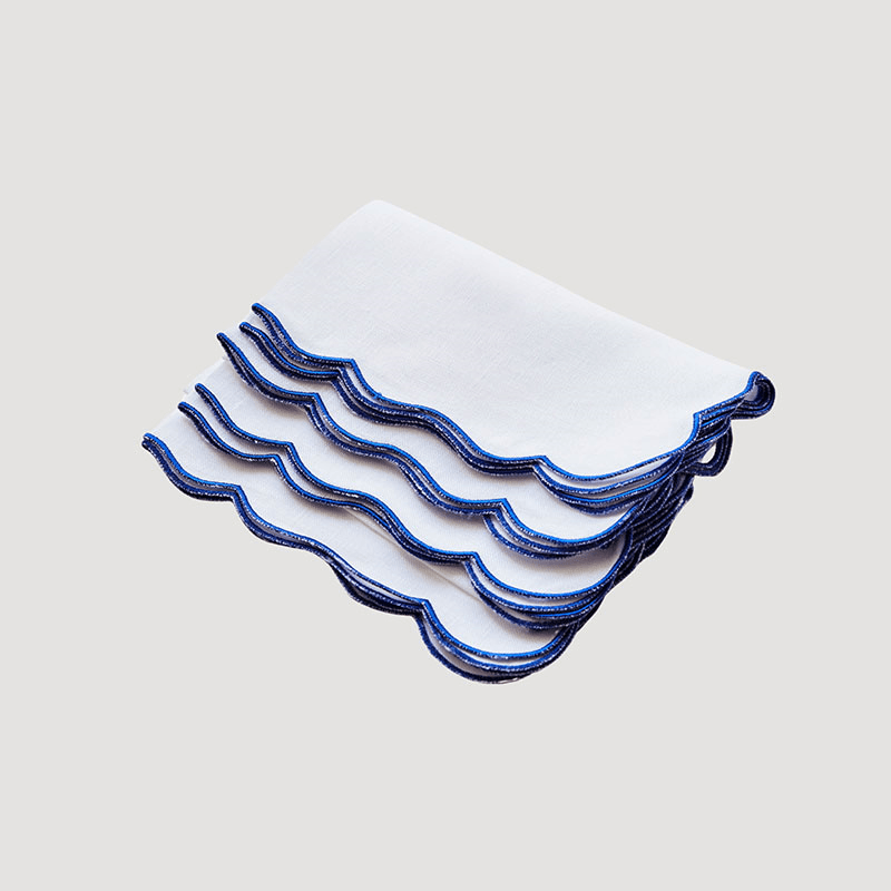 Scallop Set of 4 Napkins, L40 x W40cm, Bright Blue