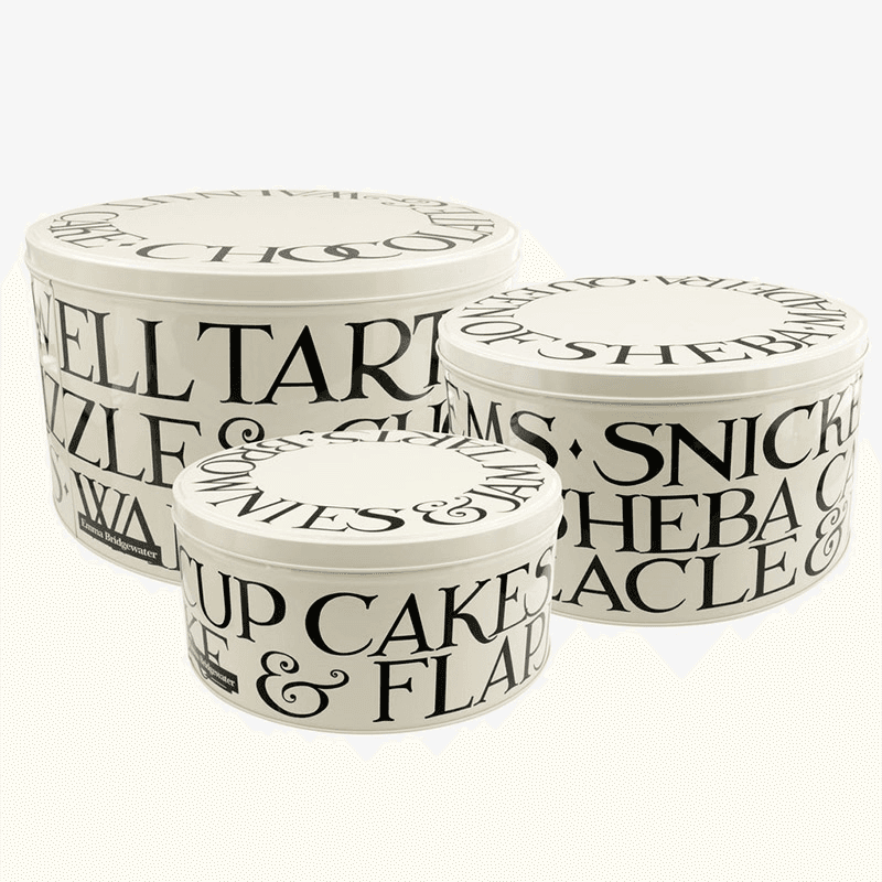 Black Toast Set 3 Round Cake Tins, 25cm x 14cm, Cream / Black