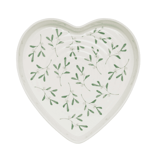 Image showing the Mistletoe Heart Baking Dish, D25cm, White/Green product.