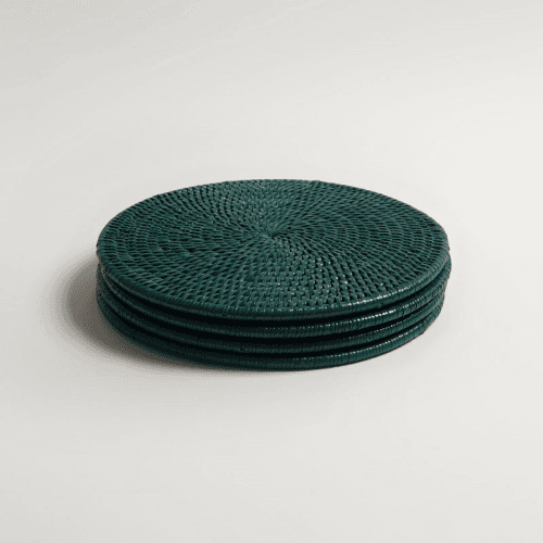 Image showing the Latha Set of 4 Placemats, D27cm, Dark Green product.