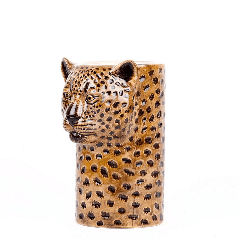 Leopard Utensil Pot, H18cm, Yellow